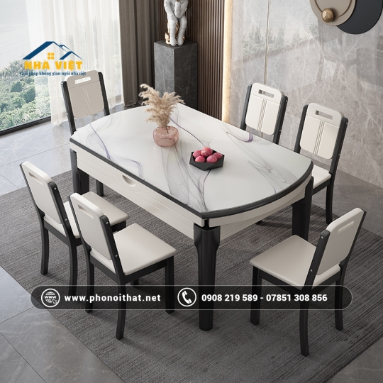 BÀN ĂN GỖ MẶT ĐÁ 11