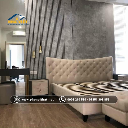 GIƯỜNG BỌC NHUNG  MẪU 01 
